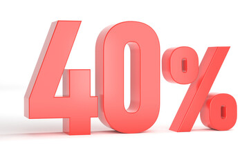 40 percent off discount isolated on white background