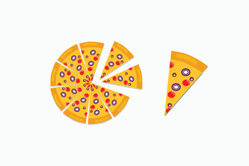 Pizza Slice flat vector with white background. Pizza isolated with white background 