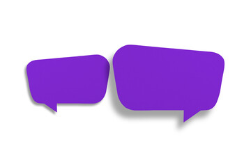Naklejka premium Speech balloon shaped purple paper isolated on transparent background.