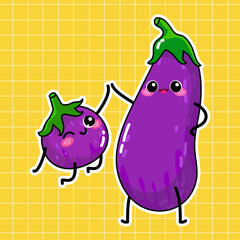Cute Eggplants Illustration