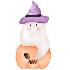Ghost on halloween pumpkin