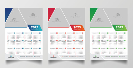 2023 one page wall calendar design template