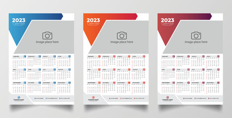 2023 one page wall calendar design template