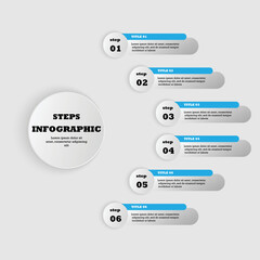 Infograph 6 step element. circle graphic chart diagram vector, business graph design.
