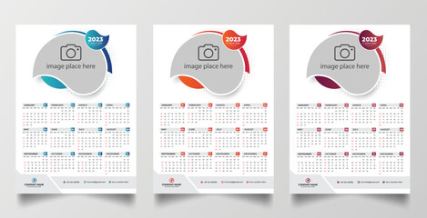 2023 one page wall calendar design template