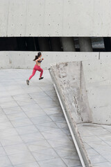 Asian women running outdoors