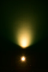 dark green wall and warm electric light, interior design