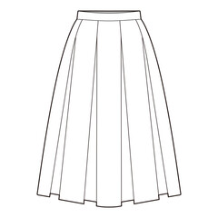 Box pleats skirt Skirt Flat Drawing Fashion Flat Sketches