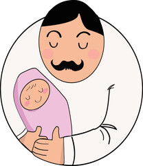 Fototapeta premium father and baby on white background