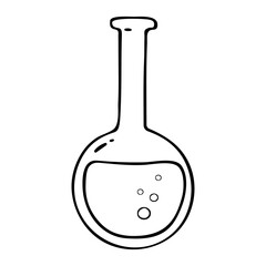 The flask vector icon. A hand-drawn doodle. Back to School education.