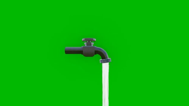 floating water faucet green screen animation