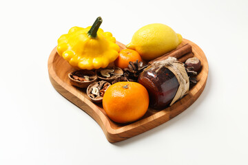 Concept of Autumn, Autumn composition accessories on white background