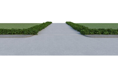 Streets in lawns with flowers on a transparent background