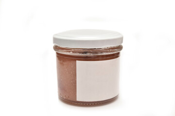 A mockup glass bottle with a blank label