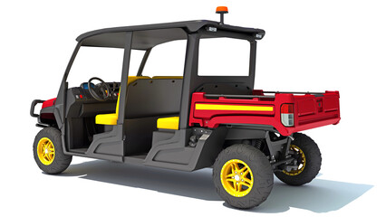 UTV Utility Vehicle 3D rendering on white background