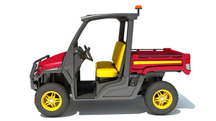 UTV Utility Vehicle 3D rendering on white background