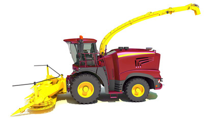 Combine Harvester farm equipment 3D rendering on white background