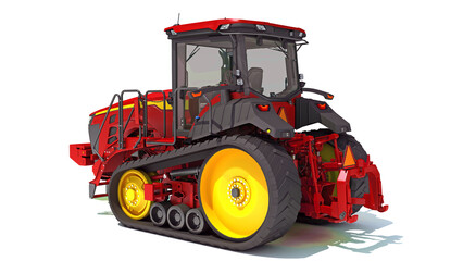 Farm Track Tractor 3D rendering on white background
