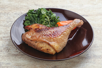 Roasted duck leg with orange sauce