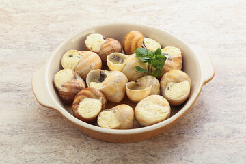 Delicous baked snail with butter - Escargot