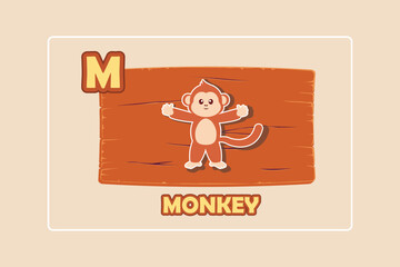 Animal alphabet letter 
M. English alphabet with cute animal concept. Vector illustration.