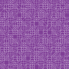 Modern multicolor design seamless pattern. Geometric shapes with thin line in Bauhaus ornament. Vector illustration of geometrical pattern. EPS 10