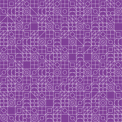 Modern multicolor design seamless pattern. Geometric shapes with thin line in Bauhaus ornament. Vector illustration of geometrical pattern. EPS 10