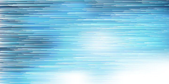 Blue and White Moving, Flowing Dense Stream of Particles in Horizontal Lines - Digitally Generated Futuristic Abstract 3D Geometric Striped Background Design, Generative Art in Editable Vector Format