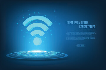 Vector abstract technology wifi concept design for banner background. - obrazy, fototapety, plakaty