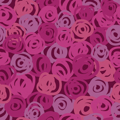 Scribbled pink swirls seamless vector pattern