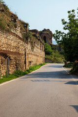 Lefke Gate (Lefke Kapi) of ancient Iznik Castle. Historical stone walls and doors of Iznik, Bursa.