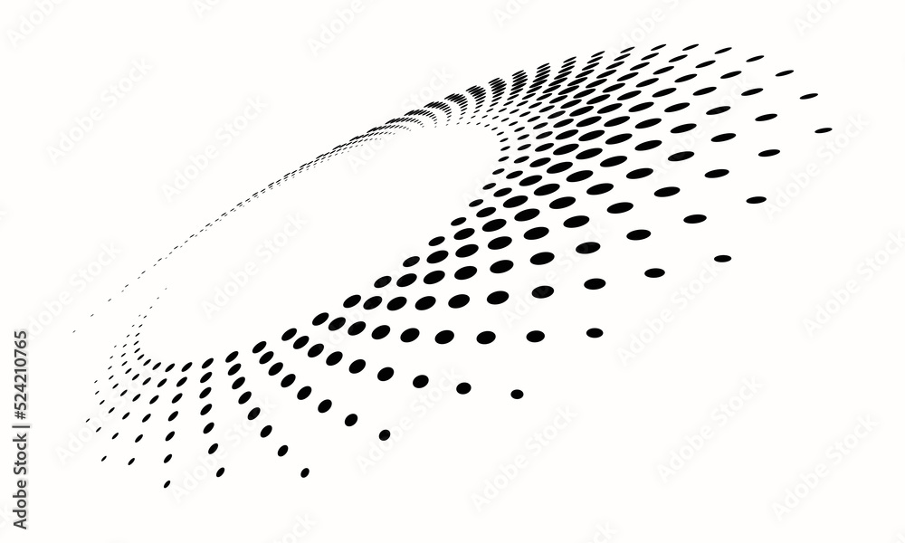 Leinwandbilder Abstract dotted vector background. Halftone effect. Circle dotted background or icon. Spiral with perspective.