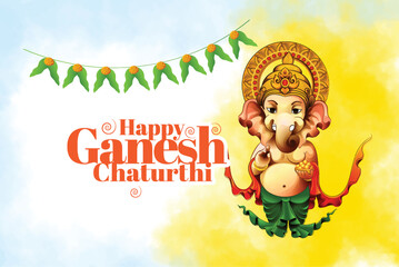Ganesh Chaturthi illustration of Lord Ganpati background for Ganesh Chaturthi festival of India	
