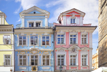Fototapeta na wymiar Beautiful houses on Mostecka street. Prague, Czech Republic.