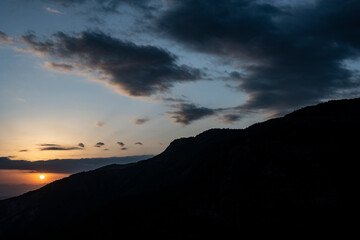 sunrise in a mountain gorge in the mountains of Armenia