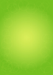 Abstract Green Background with Golden Circular Spot Lights.  Vibrant Sunlight  Summer and Spring Texture. Eco and Environment Page Design. Defocused Fresh Leaf Print. Bokeh Blurry Template.