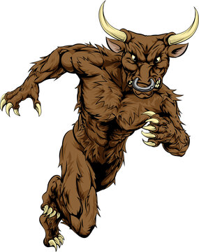 recommend clip art: Minotaur bull sports mascot running
