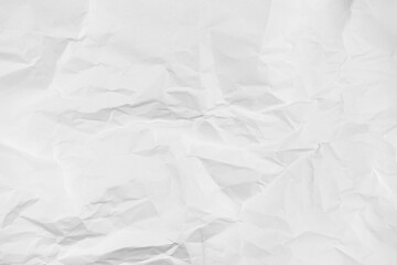 White crumpled paper texture background, clean white wrinkled paper, top view.