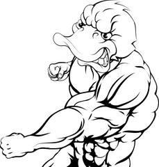 Duck mascot fighting