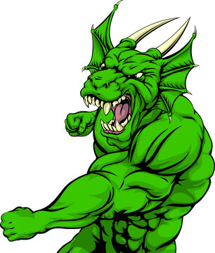 recommend clip art: Dragon mascot fighting