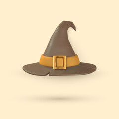 Cute cartoon 3d halloween hat. Witch hat. Halloween concept. Vector illustration