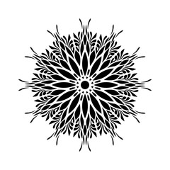 Mandala with black elements on a white background
