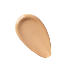 Liquid foundation smear isolated on white background. Light beige liquid foundation for your design.