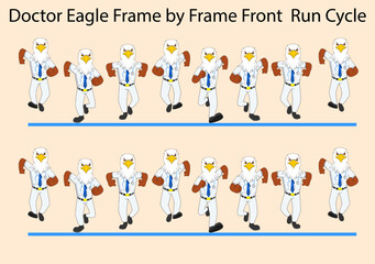 Angry Eagle frame by frame front run cycle vector illustration. Designed for, 2D  eLearning Animation, Motion Graphics, Infographics, Animated Posters