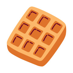 Brussels waffle icon, vector doodle illustration of Belgian waffle, pastry product for breakfast, sweet snack, isolated colored clipart on white background