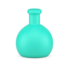 Green flask laboratory beaker biology chemistry experiment glass container realistic 3d icon vector