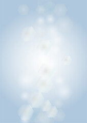 Vector Magical Glowing Background with Silver and Purple Falling Hexagon on Blue. Falling Snow. Glittery Confetti Frame. Christmas and New Year Design. Winter Sky with Bokeh Snowfall.