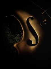 The abstract art design background of  F-Hole on front side violin,dramatic tone,vintage style