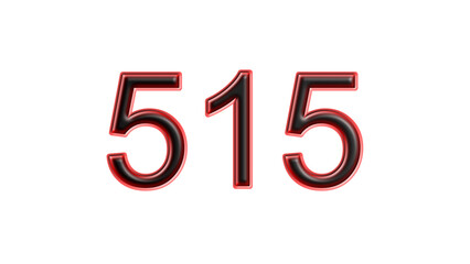 red 515 number 3d effect white background