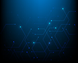 abstract lines and dots digital data connection technology background and big data concept